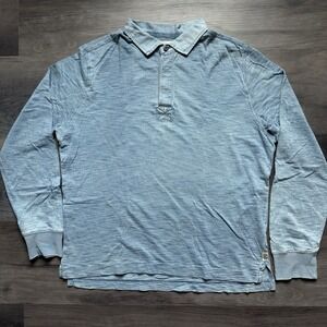 Todd Snyder Mens Large Heather Blue Polo Henley Shirt